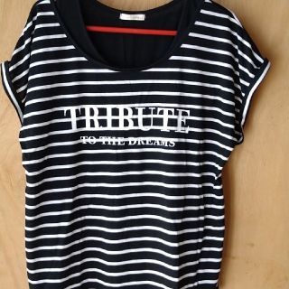 ボーダーフレンチ袖　セットアップTシャツ　(トップ＆タンクトップ)　　匿名配送(アンサンブル)