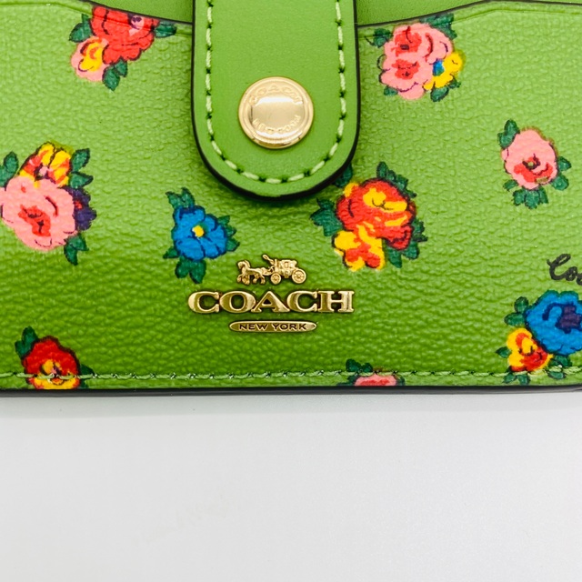 COACH(コーチ)のCOACH コーチ カードケース コインケース 小銭入 グリーン　ローズ柄 レディースのファッション小物(コインケース)の商品写真