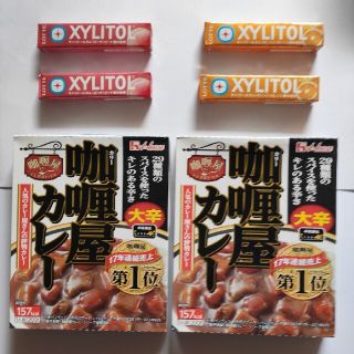 ハウス レトルトカレー２個 ロッテキシリトールガム4個(レトルト食品)