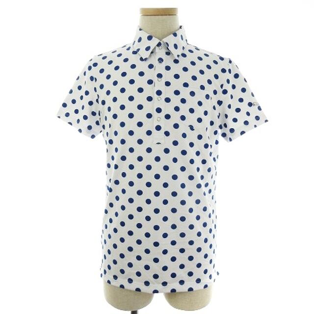 プーマ ポロシャツ カットソー 半袖 薄手 フロントボタン 水玉 L 白 青