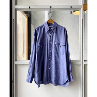 COMOLI 21AW ヨリ杢ワークシャツ サイズ3 ブルー 新品未使用