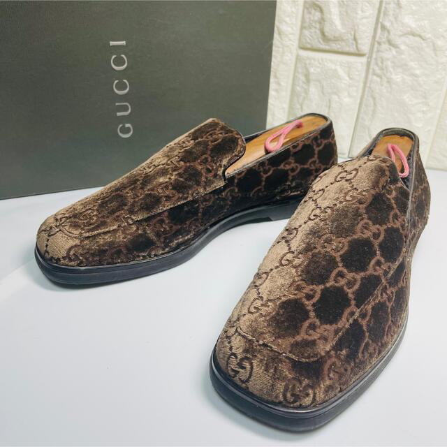 GUCCI グッチ ベロアGG柄 スリッポン 24 レディース 靴/シューズ