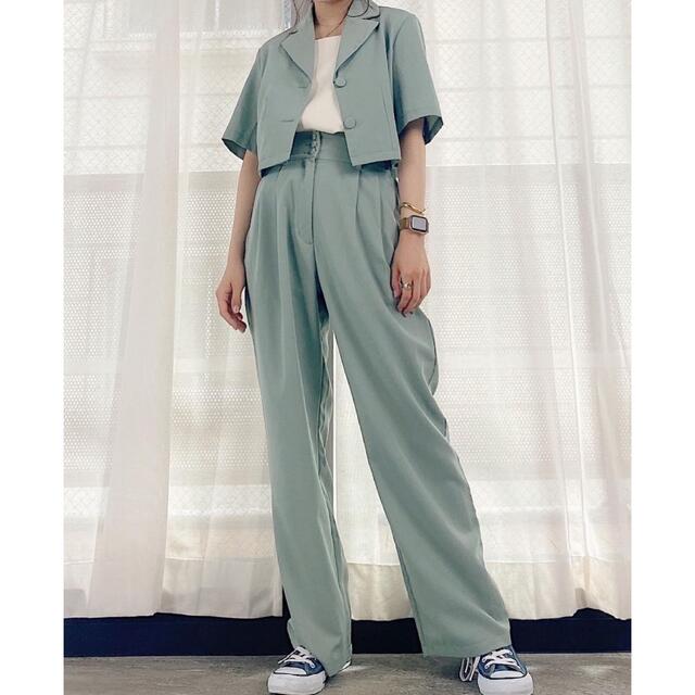 LVEU. ショートジャケットセットアップ グリーン ももち