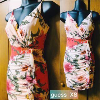 ゲス(GUESS)の美品☆Guess フローラル　メッシュ　ドレス　XS(ミニワンピース)