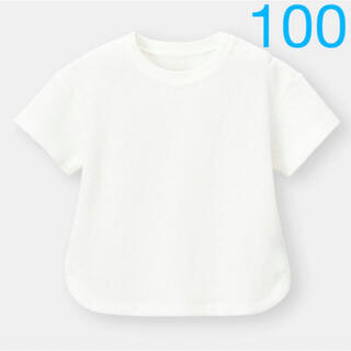 ジーユー(GU)のGU ワッフルクルーネックT 半袖 オフホワイト 100(Tシャツ/カットソー)