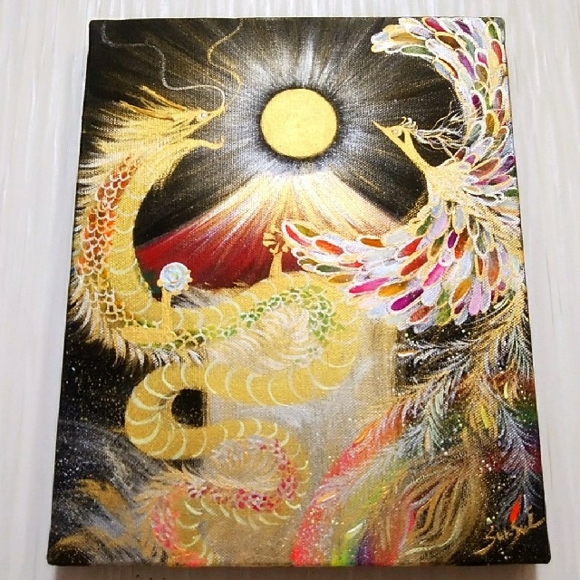 開運絵画 龍神 赤富士 月光 昇龍 金運 運気上昇 健康運 愛情運 開運