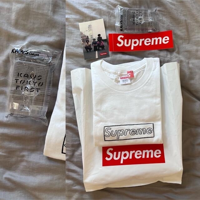 大阪supreme付属品全新　付属品付　Supreme KAWS Chalk Logo Tee 白 L