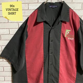 90s 古着 ヴィンテージ ボーリングシャツ 刺繍 開襟シャツ ビッグシルエット(シャツ)