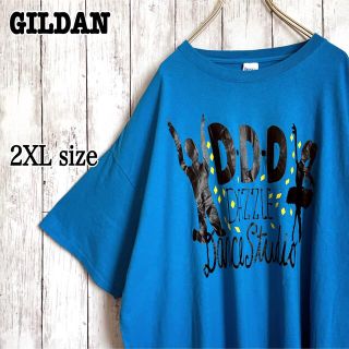 ギルタン(GILDAN)の2XL ビッグシルエット ダンススタジオTシャツ デカプリント 青 ブルー 古着(Tシャツ/カットソー(半袖/袖なし))