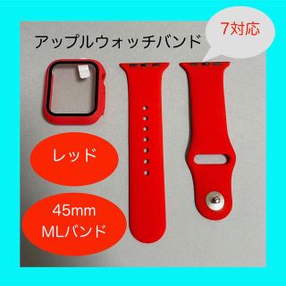 アップルウォッチ(Apple Watch)のAppleWatch 7 アップルウォッチ バンド M/L 45mm レッド(ラバーベルト)