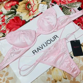 ラヴィジュール(Ravijour)のRavijour★バックリボンTバック★ブラショーツ★パンツ下着レースpink(ブラ&ショーツセット)