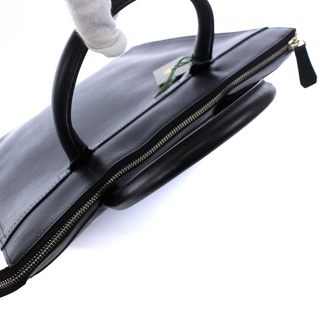 HUNTING WORLD(ハンティングワールド)のハンティングワールド トートバッグ ハンドバッグ レザー スクエア 黒 タグ付き レディースのバッグ(トートバッグ)の商品写真