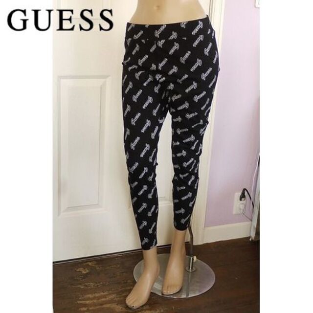 残りわずか◆GUESS レギンス 黒 総柄