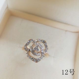 tt12088閉店セール12号リング薔薇モチーフリングラインストーンリング(リング(指輪))