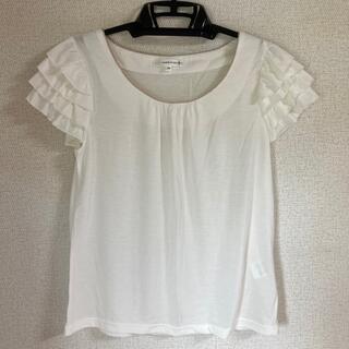 白　形フリルTシャツ(Tシャツ/カットソー(半袖/袖なし))