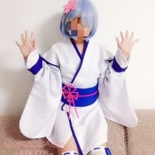 R⑤3 レディース アム レム リゼロ 豪華 高級 着物 浴衣 コスプレ 白