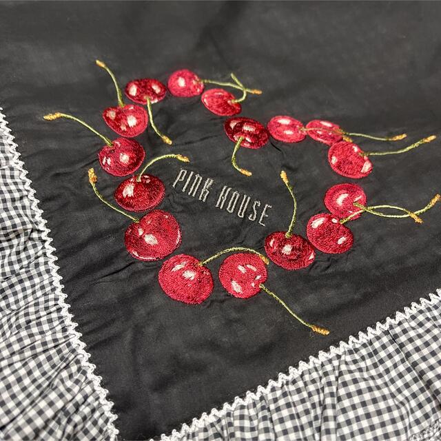 ピンクハウス アメリカンチェリー刺繍 リバーシブル ストール 黒 激安