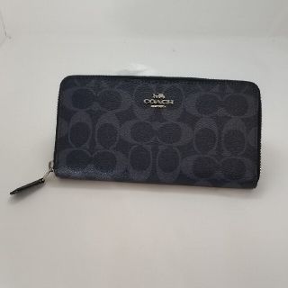 コーチ(COACH)のcoach ファスナー付き長財布　ネイビー(長財布)