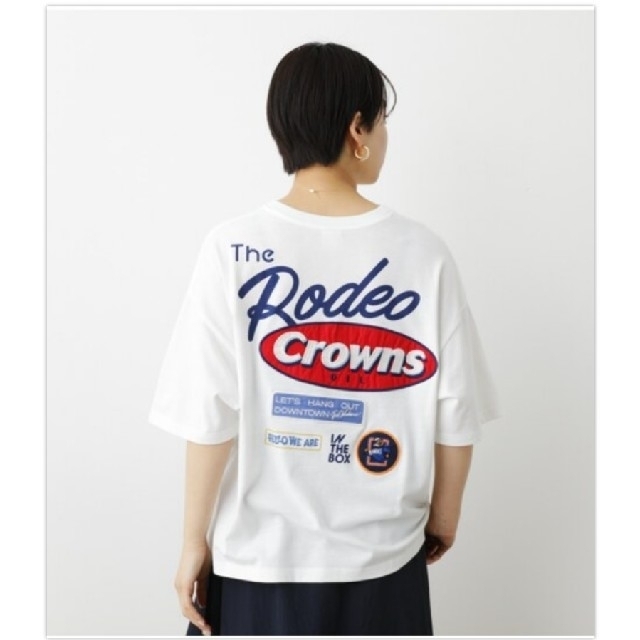 RODEO CROWNS WIDE BOWL(ロデオクラウンズワイドボウル)のRCWB OL Mix big VネックTシャツ レディースのトップス(Tシャツ(半袖/袖なし))の商品写真