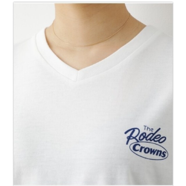 RODEO CROWNS WIDE BOWL(ロデオクラウンズワイドボウル)のRCWB OL Mix big VネックTシャツ レディースのトップス(Tシャツ(半袖/袖なし))の商品写真