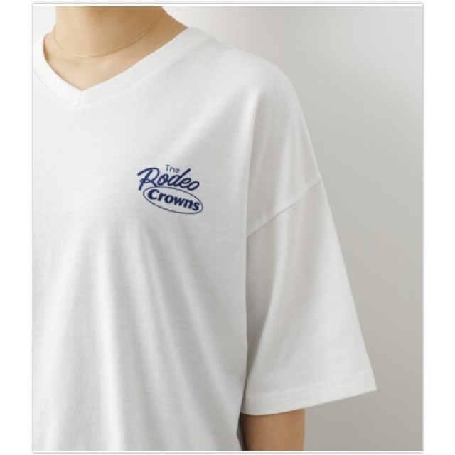 RODEO CROWNS WIDE BOWL(ロデオクラウンズワイドボウル)のRCWB OL Mix big VネックTシャツ レディースのトップス(Tシャツ(半袖/袖なし))の商品写真
