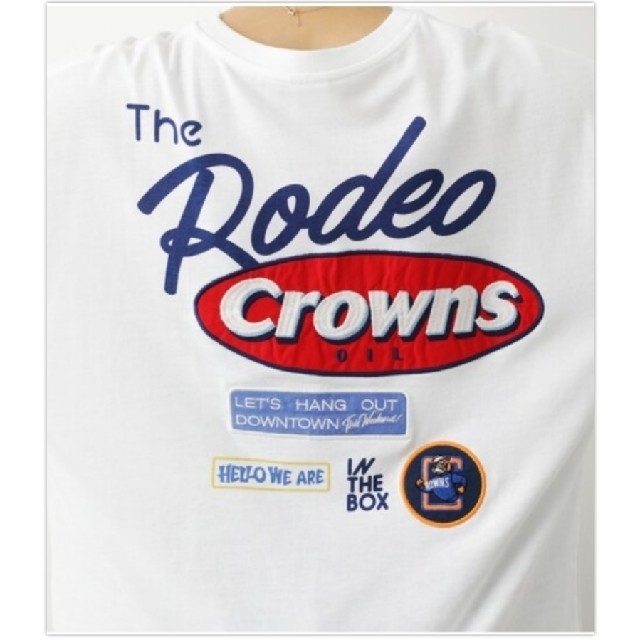 RODEO CROWNS WIDE BOWL(ロデオクラウンズワイドボウル)のRCWB OL Mix big VネックTシャツ レディースのトップス(Tシャツ(半袖/袖なし))の商品写真