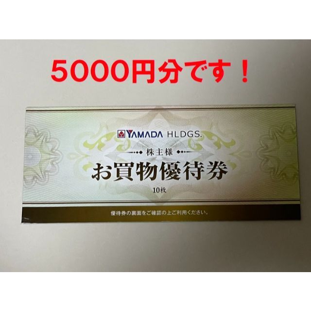 ヤマダ電機　株主優待　お買い物優待券　5000円分 (500円券×10枚) チケットの優待券/割引券(ショッピング)の商品写真