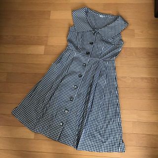 ビセンス　ギンガムチェックのワンピース　size42(ひざ丈ワンピース)