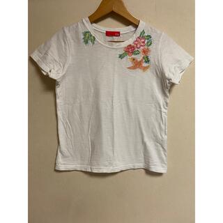 【一度着用】刺繍　白　コットン　Tシャツ(Tシャツ(半袖/袖なし))