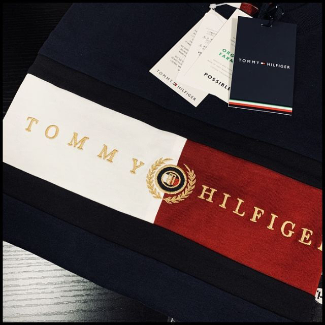 TOMMY HILFIGER(トミーヒルフィガー)のICON INSERT TEE ロゴ刺繍　ネイビー　Lサイズ メンズのトップス(Tシャツ/カットソー(半袖/袖なし))の商品写真