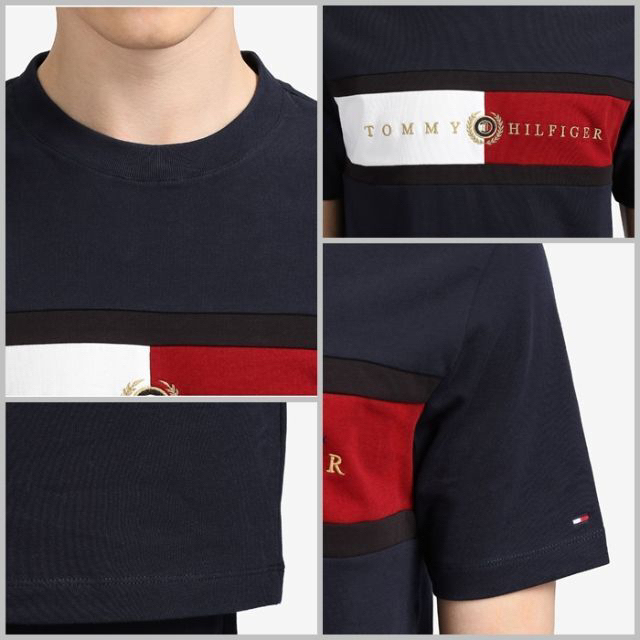 TOMMY HILFIGER(トミーヒルフィガー)のICON INSERT TEE ロゴ刺繍　ネイビー　Lサイズ メンズのトップス(Tシャツ/カットソー(半袖/袖なし))の商品写真