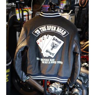 908様専用ハーレーイケてる!Schott◇スタジャン/ウール/BLK/袖牛革