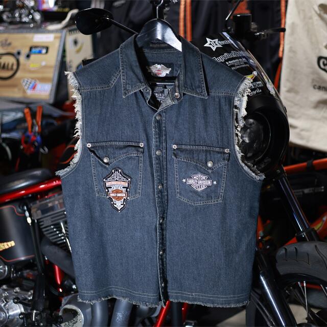 Harley Davidson(ハーレーダビッドソン)のbillion様専用　貴重！ハーレー純正シャツベスト (スタッズカスタム) メンズのトップス(Tシャツ/カットソー(半袖/袖なし))の商品写真