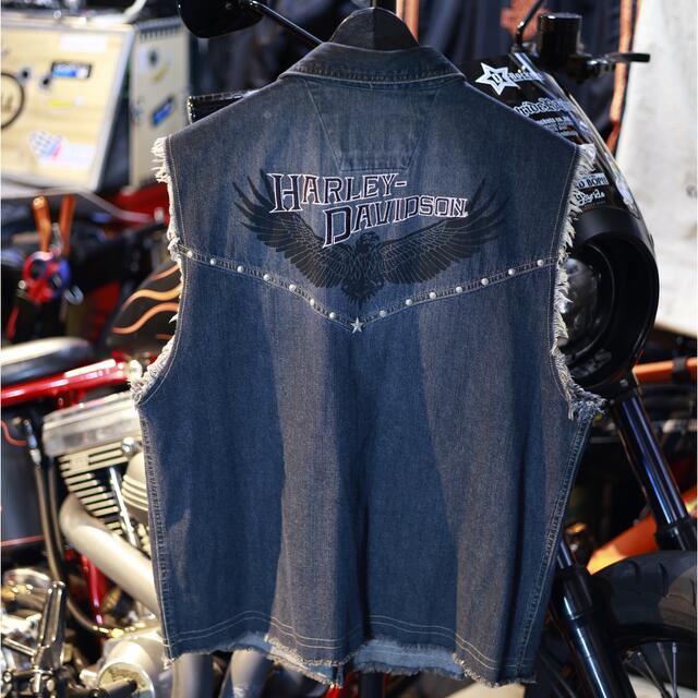 Harley Davidson(ハーレーダビッドソン)のbillion様専用　貴重！ハーレー純正シャツベスト (スタッズカスタム) メンズのトップス(Tシャツ/カットソー(半袖/袖なし))の商品写真