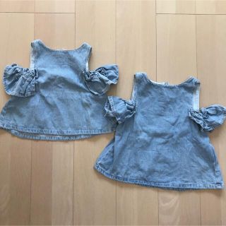 ザラキッズ(ZARA KIDS)のzarakids  オフショルデニム　ペアルック　116  128(Tシャツ/カットソー)