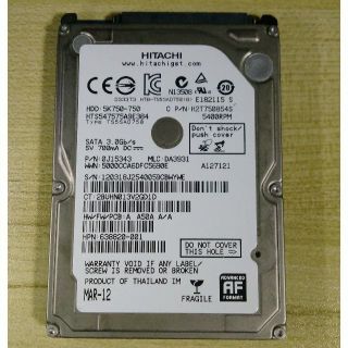 ヒタチ(日立)の日立 HITACHI 2.5インチ HDD 750GB 9.5mm HGST(PCパーツ)