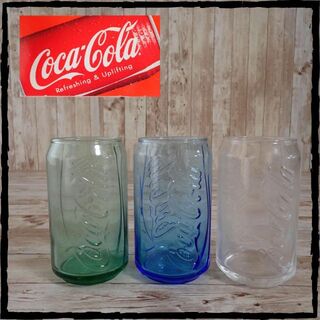 コカコーラ(コカ・コーラ)の美品 たぶん 未使用 コカ・コーラ グラス コップ 3色セット 送料込み(グラス/カップ)