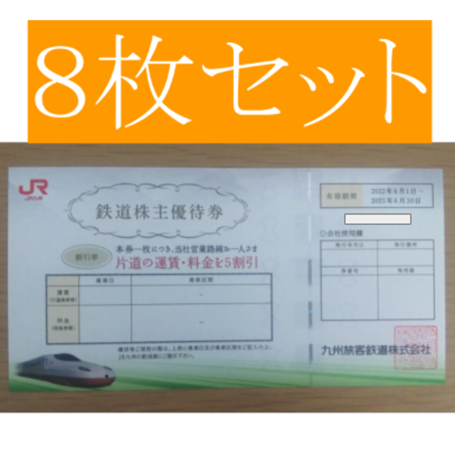 JR(ジェイアール)のJR九州株主優待券 8枚 チケットのチケット その他(その他)の商品写真