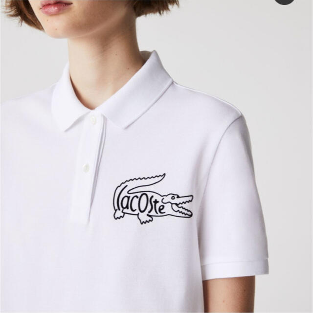 LACOSTE(ラコステ)のラコステ　ビッグフロッキープリントポロシャツ　34 レディースのトップス(ポロシャツ)の商品写真