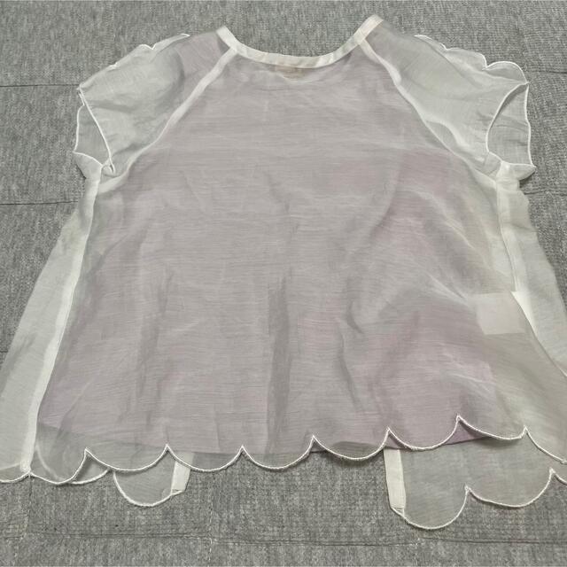 petit main(プティマイン)のプティマイン♡スカラップブラウス キッズ/ベビー/マタニティのキッズ服女の子用(90cm~)(Tシャツ/カットソー)の商品写真