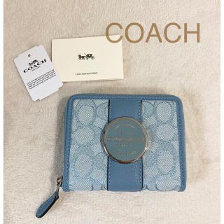 コーチ(COACH)の【新品】日本未発売 COACH デンプシー 二つ折り財布 ブルー(財布)