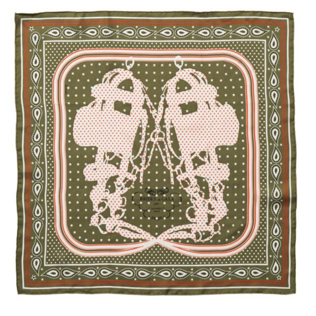 HERMES エルメス カレ55 ブリッド ドゥ ガラ カーキ シルクバンダナ