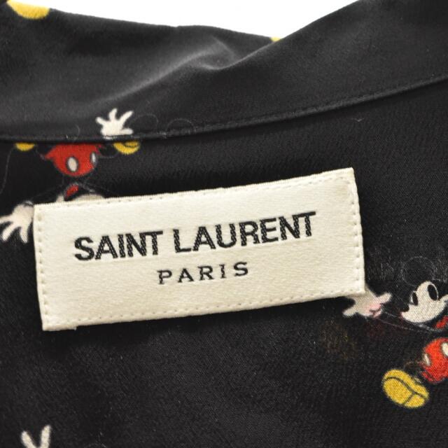 SAINT LAURENT PARIS サンローランパリ ×DISNEY ディズニー ミッキーマウス 総柄デザイン 半袖シャツ ブラック 531956 アロハシャツ