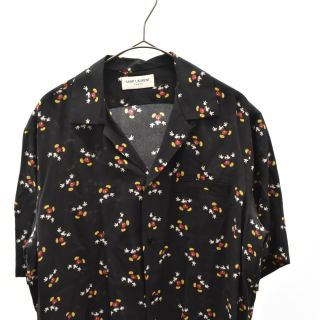 SAINT LAURENT PARIS サンローランパリ ×DISNEY ディズニー ミッキーマウス 総柄デザイン 半袖シャツ ブラック 531956 アロハシャツ