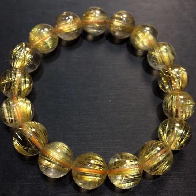 ⭐︎【天然】ゴールド ルチル クオーツ ブレスレット 12mm