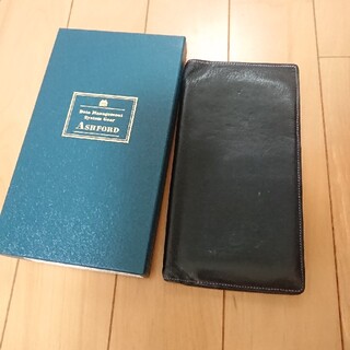 アシュフォード 本革手帳カバー  ブラック 9cm×18cm(手帳)