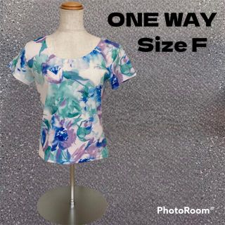 ワンウェイ(one*way)の【one way ワンウェイ】花柄半袖Tシャツ 夏カラー 爽やか レディース(Tシャツ(半袖/袖なし))