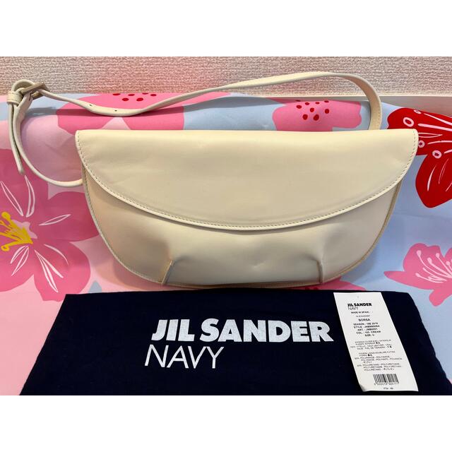 新品未使用】ジルサンダーネイビー 丸型ショルダーバッグ クリーム