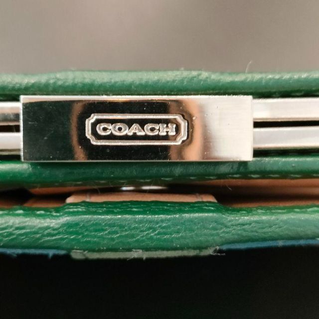 COACH シグネチャー 財布 二つ折り財布　コーチ　スエード　ブルー　グリーン