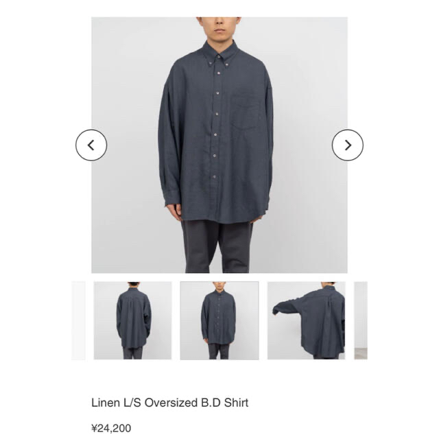 グラフペーパー　Linen L/S Oversized B.D Shirt